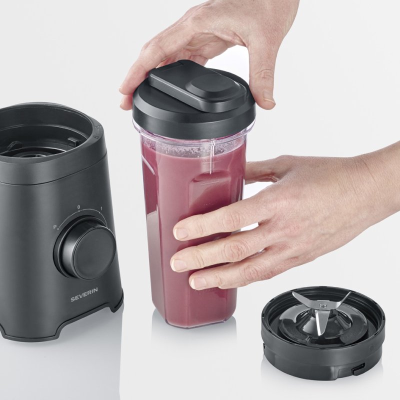 SEVERIN Smoothie Mix SM 3743, 300 Watt, 2 BPA-free cups 600 ml, matt black